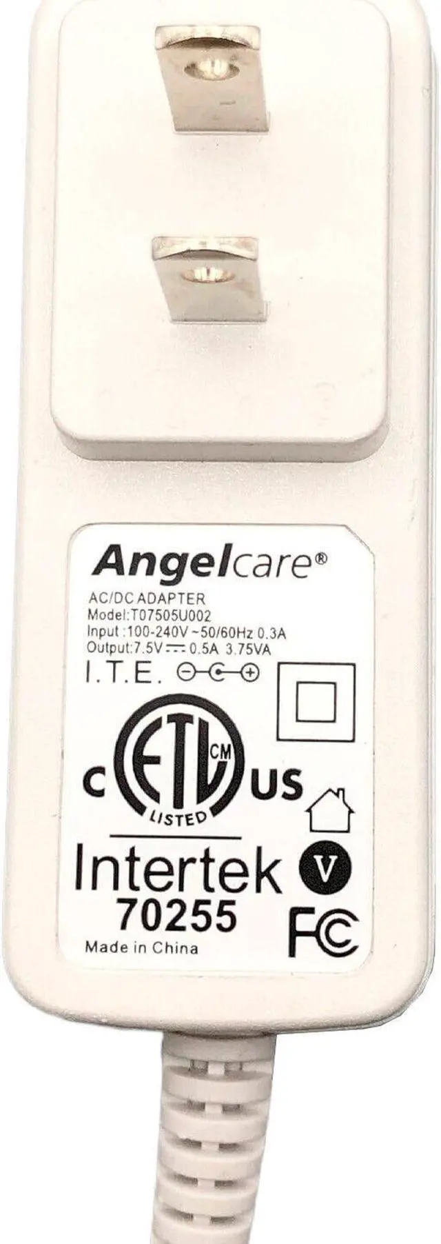 Alt view image 2 of 7 - Genuine AC Power Adapter Angel Care Charger T07505U002 7.5V 0.5A