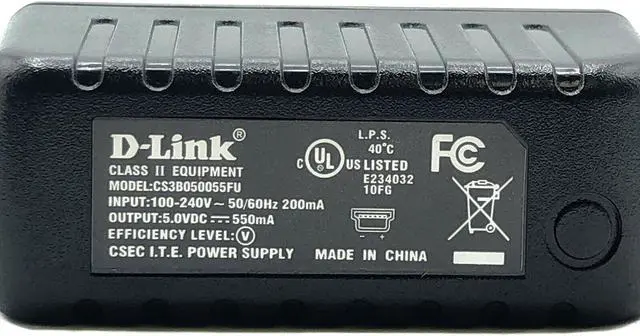 Alt view image 3 of 3 - Genuine D-Link CS3B050055FU Wall AC/DC Power Supply Adapter 5V 0.55A mini-USB