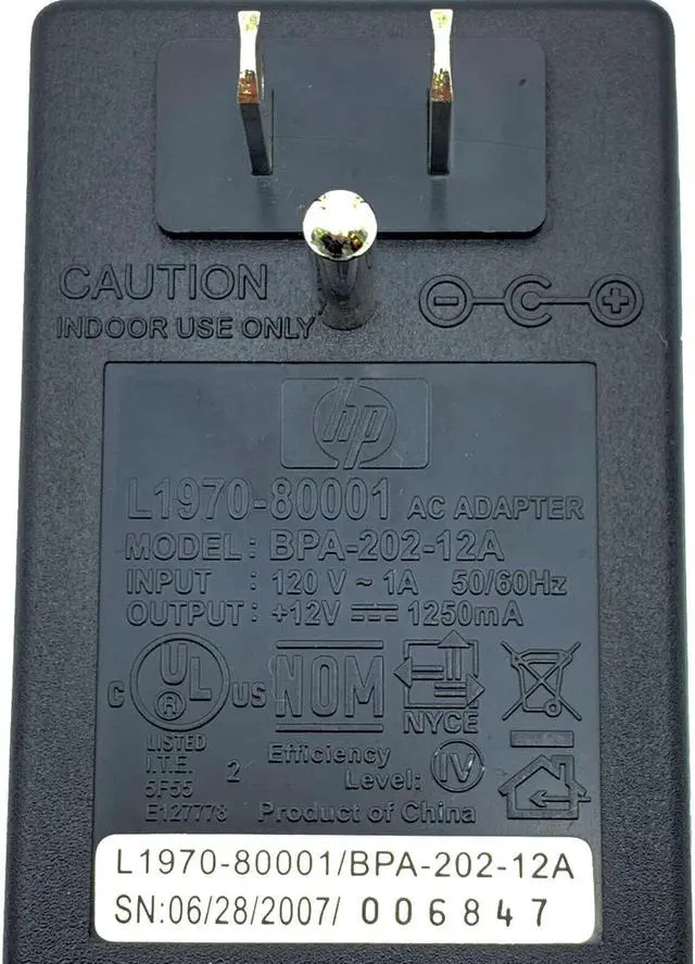 Alt view image 4 of 4 - Genuine HP Adapter Power Supply BPA-202-12A L1970-80001 12V 1250mA