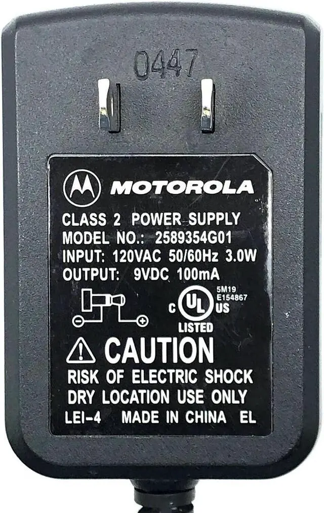 Alt view image 6 of 6 - Genuine Motorola 2589354G01 Class 2 Power Supply AC/DC Wall Adapter 9V 100mA OEM