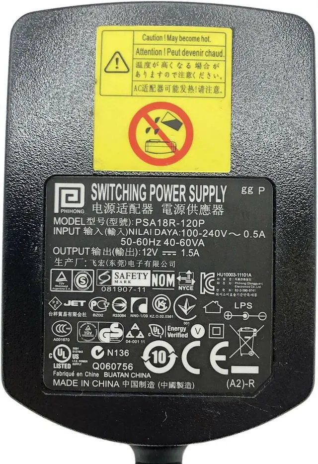 Alt view image 4 of 4 - Genuine Phihong PSA18R-120P 12V 1.5A Switching Power Supply