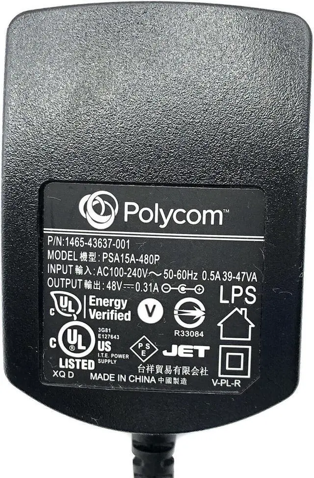 Alt view image 3 of 3 - New Polycom PSA15A-480P AC Adapter 48V 0.31A for 310 410 500 600 1500 handset