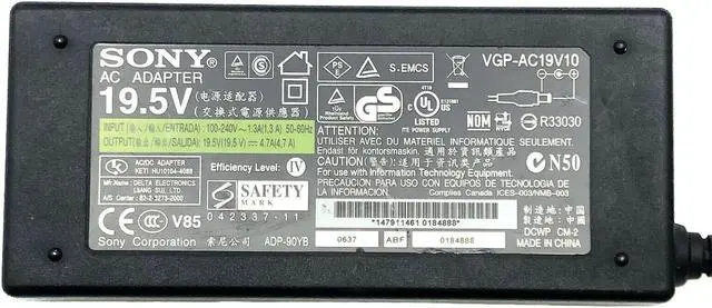 Alt view image 5 of 5 - Genuine Sony AC Adapter for Sony Vaio VGN-NR VGN-N VGN-S3 Laptop W/Cord