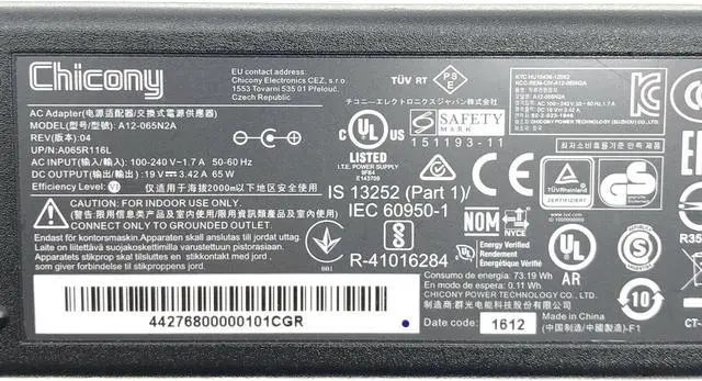 Alt view image 2 of 7 - NEW Genuine AC Adapter A12-065N2A Power Supply 19V 3.42A 5.5mm