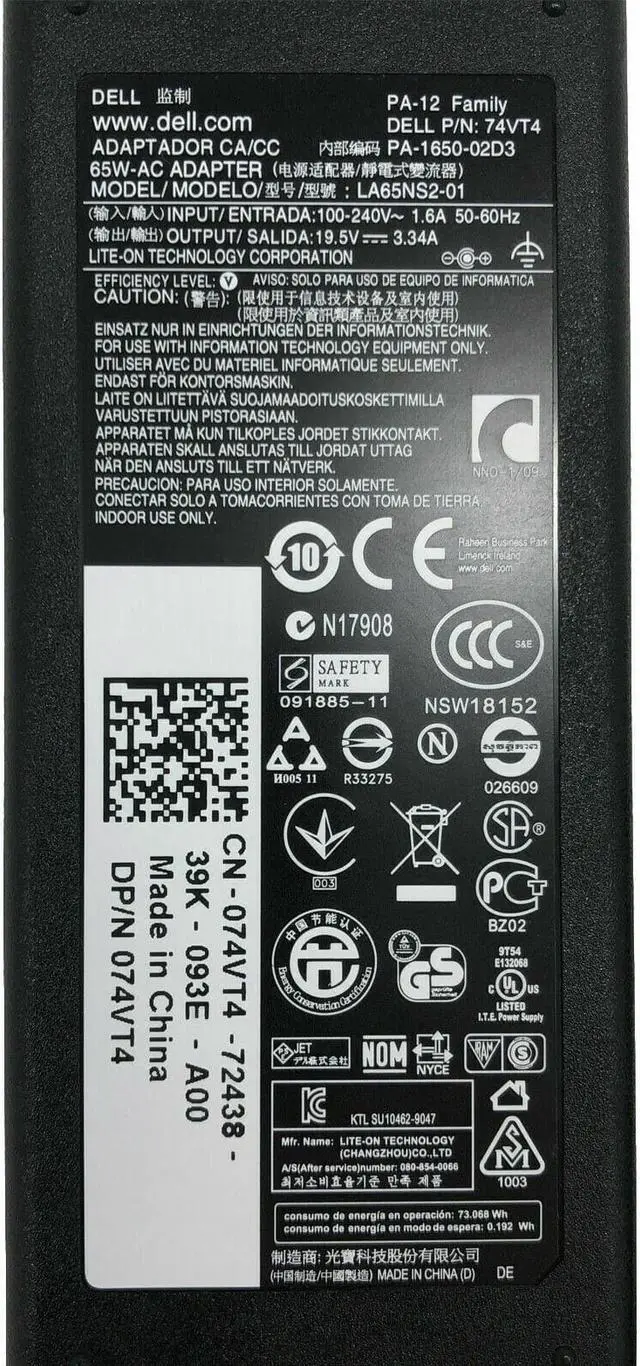 Alt view image 4 of 4 - Genuine Dell AC Adapter For Inspiron 11 3147 3148 Laptop Charger 65W w/PC OEM