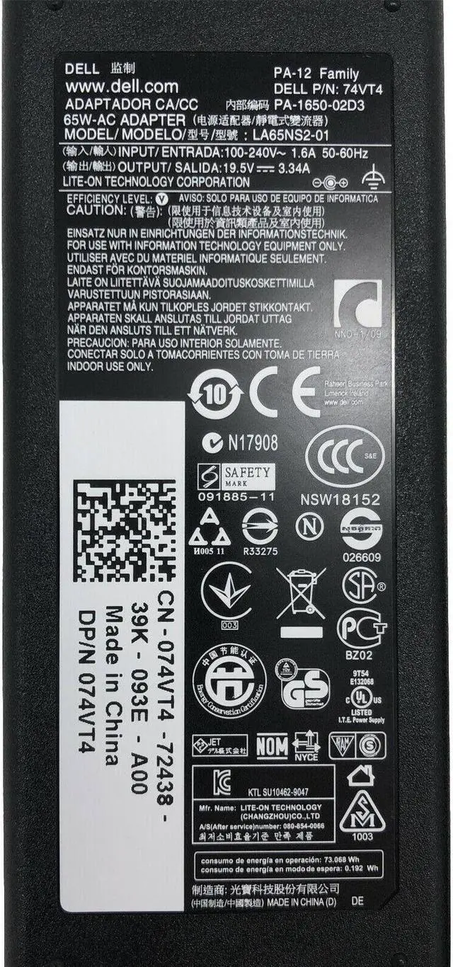 Alt view image 4 of 4 - Genuine Dell AC Adapter For Inspiron 13 7348 7347 Laptop Charger 65W w/PC OEM