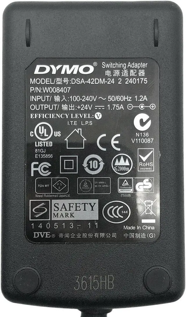 Alt view image 6 of 6 - DYMO AC Adapter Power Supply DSA-0421S-24  for DYMO LabelWriter 450 1750110 w/Cord Genuine