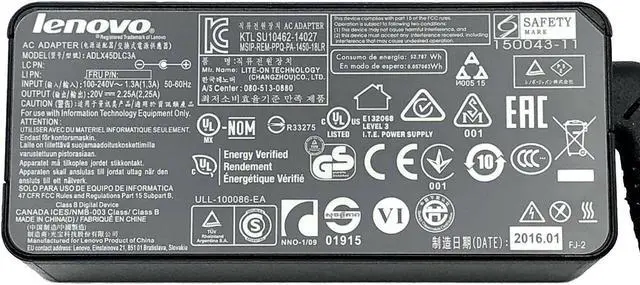 Alt view image 5 of 5 - Genuine Lenovo 01FR121 AC/DC Power Supply Adapter 20V 2.25A 45W OEM w/PC