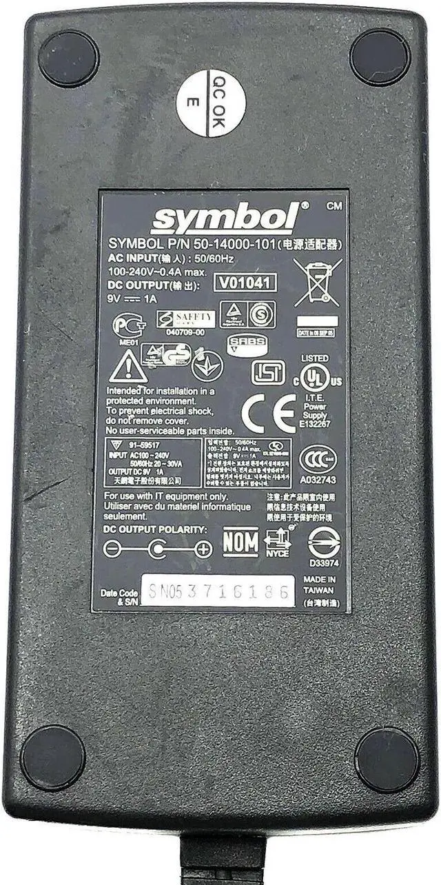 Alt view image 5 of 6 - Genuine Symbol 50-14000-101 AC/DC Power Supply Adapter 9V 1A 9W OEM w/PC