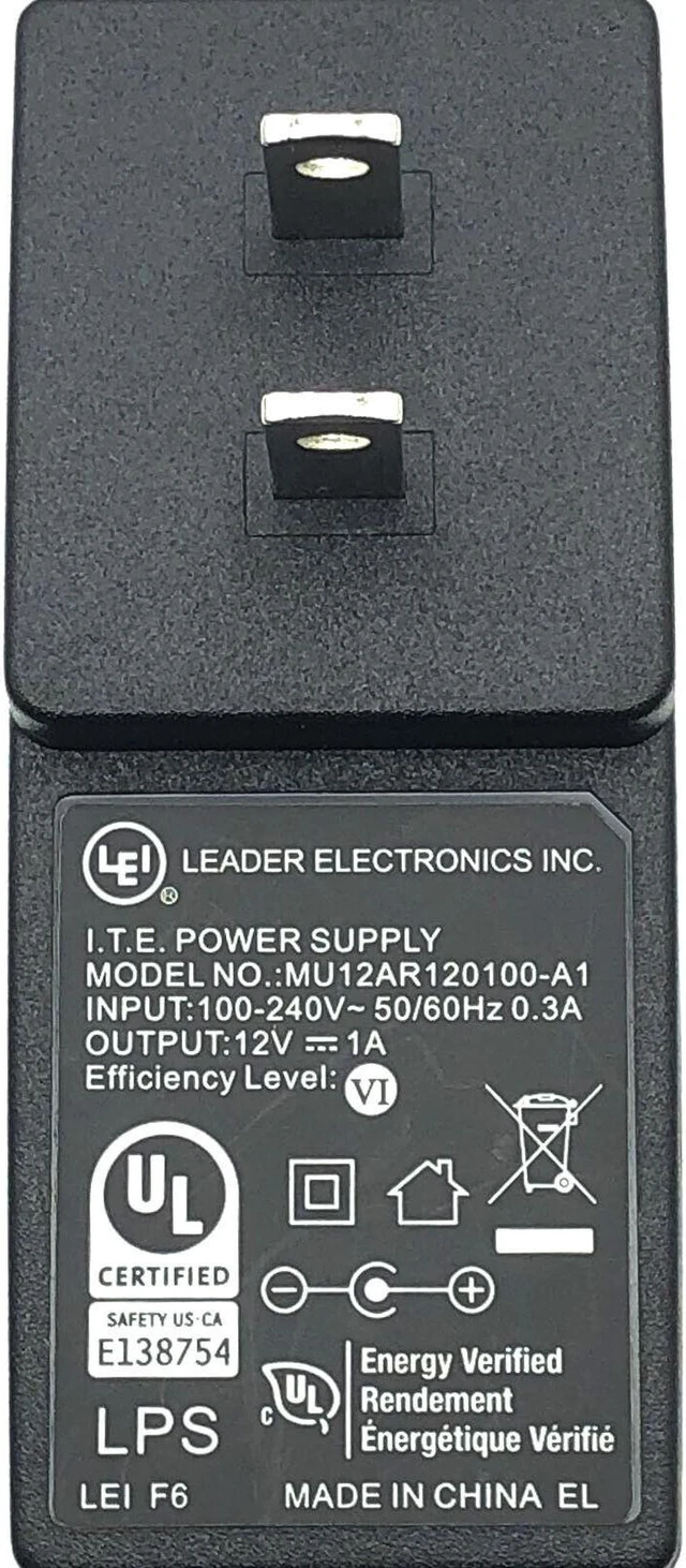 Alt view image 2 of 6 - NEW Original LEI AC Adapter MU12AR120100-A1 12V 1A Wall Charger MU12-G120100-A1