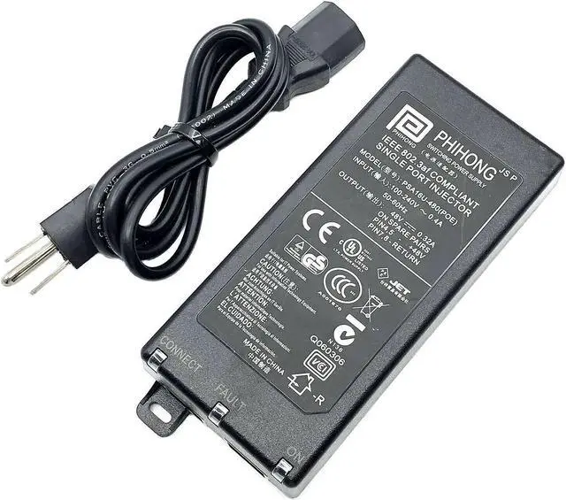 Main image of NEW Original Phihong Power Over Ethernet Switching Power Injector 48V 0.32A W/PC