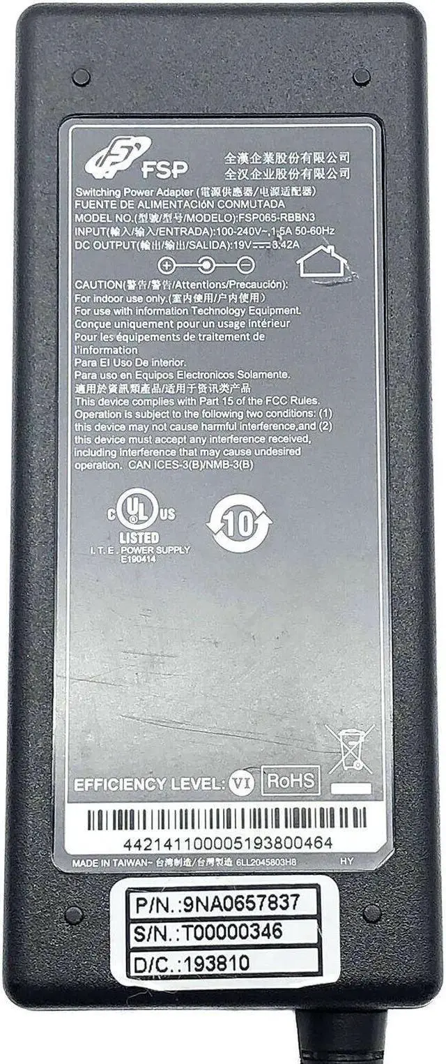 Alt view image 5 of 6 - Genuine FSP 9NA0657837 AC/DC Power Supply Adapter 19V 3.42A 65W w/PC