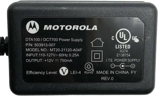 Alt view image 5 of 5 - Genuine Motorola Power Supply Adapter for SB6180 SB6183 DOCSIS 3.0 Cable Modem