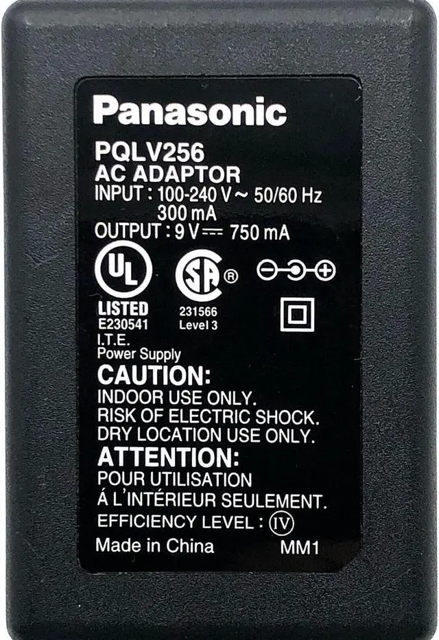 Alt view image 5 of 5 - Genuine Panasonic PQLV256 AC/DC Wall Power Supply Adapter 9V 0.75A OEM