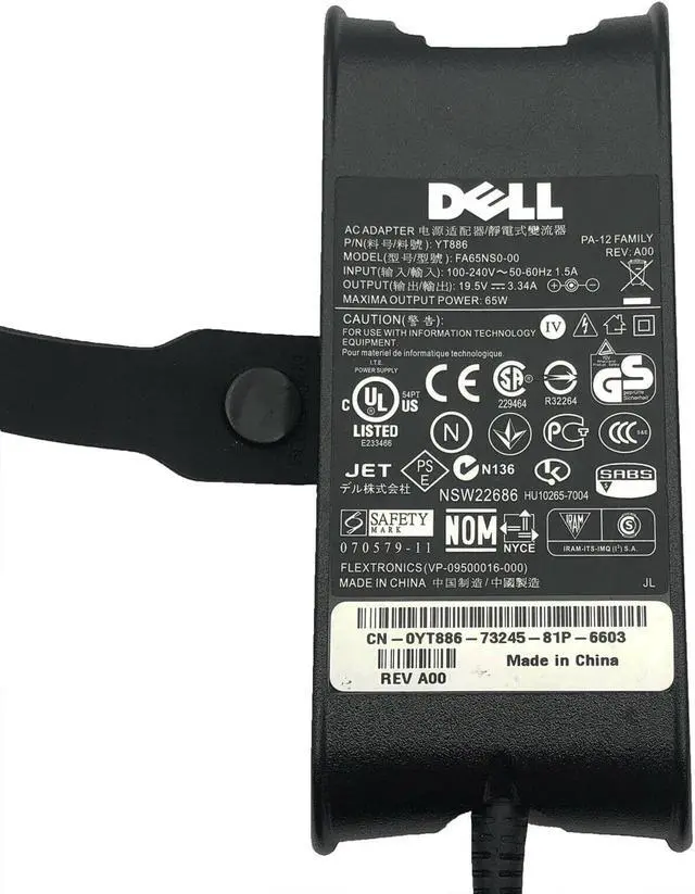 Alt view image 4 of 4 - Genuine Dell HA65NS1-00 AC Adapter 19.5V 3.34A Laptop Power Supply W/Cord OEM