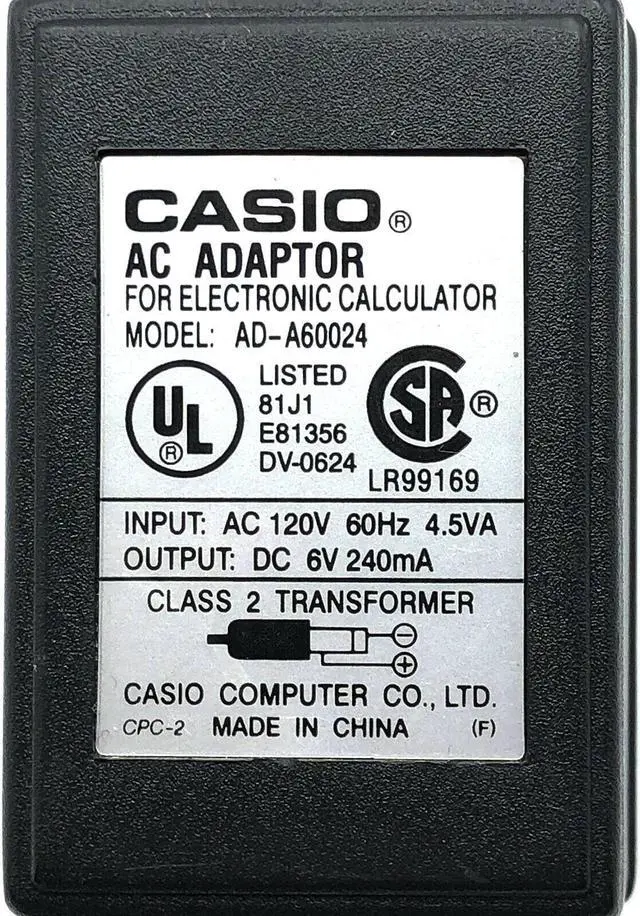 Alt view image 2 of 6 - New Original Casio AD-A60024 Class 2 Transformer AC/DC Adapter 6V 240mA OEM