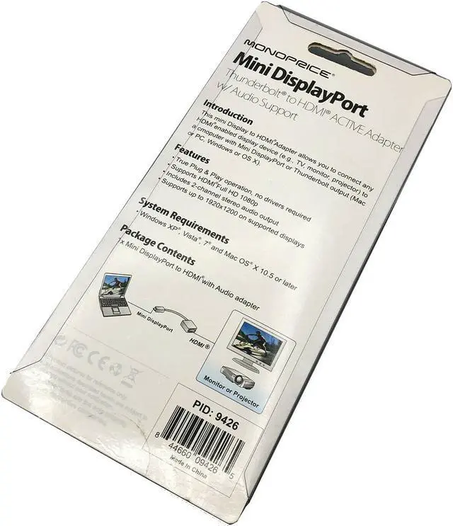 Alt view image 4 of 5 - New Monoprice 9426 Mini DisplayPort Thunderbolt to HDMI Cable with Audio Support