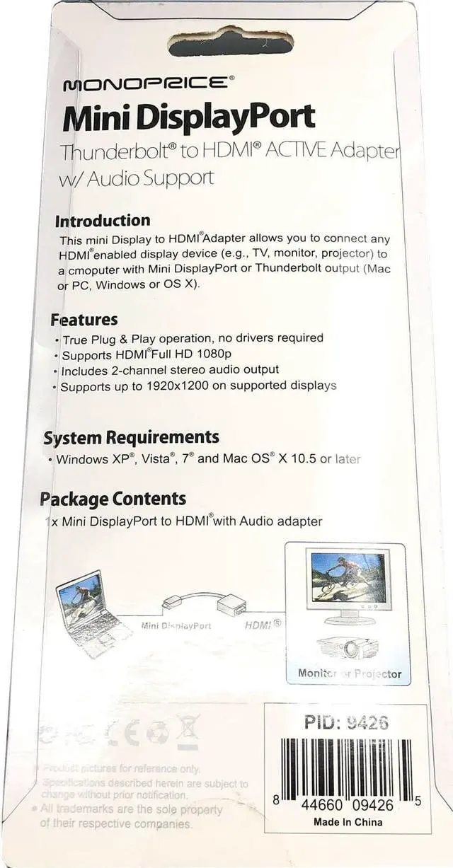 Alt view image 5 of 5 - New Monoprice 9426 Mini DisplayPort Thunderbolt to HDMI Cable with Audio Support