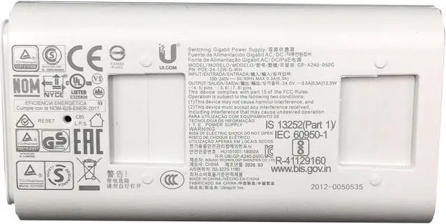 Alt view image 2 of 5 - New Original Ubiquiti GP-A240-050G Switching Gigabit Power Supply 24V 0.5A w/PC