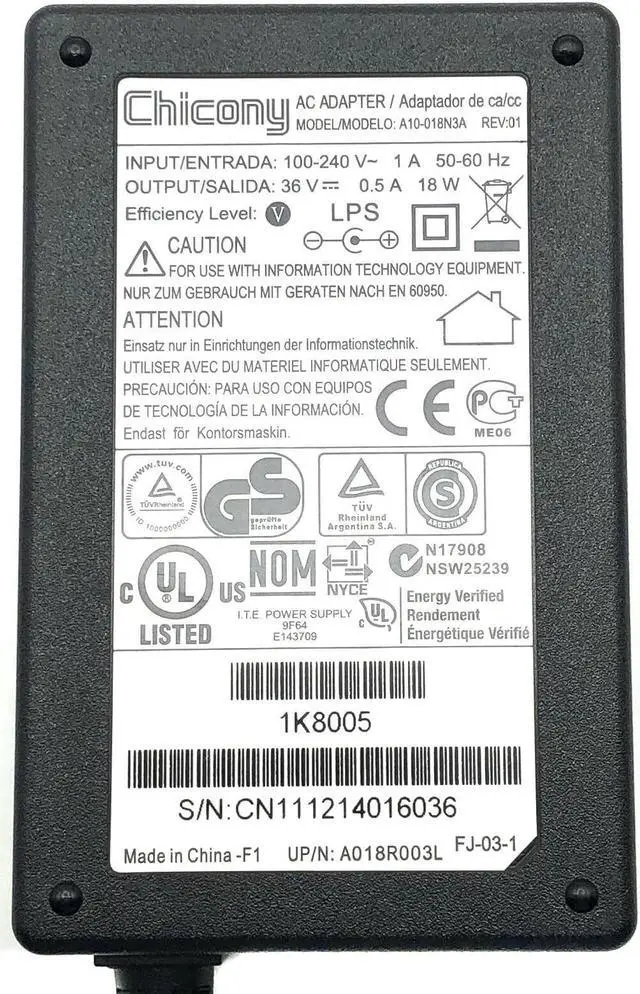 Alt view image 6 of 6 - Genuine Chicony A10-018N3A Charger AC Power Adapter For Kodak Printer w/P.Cord