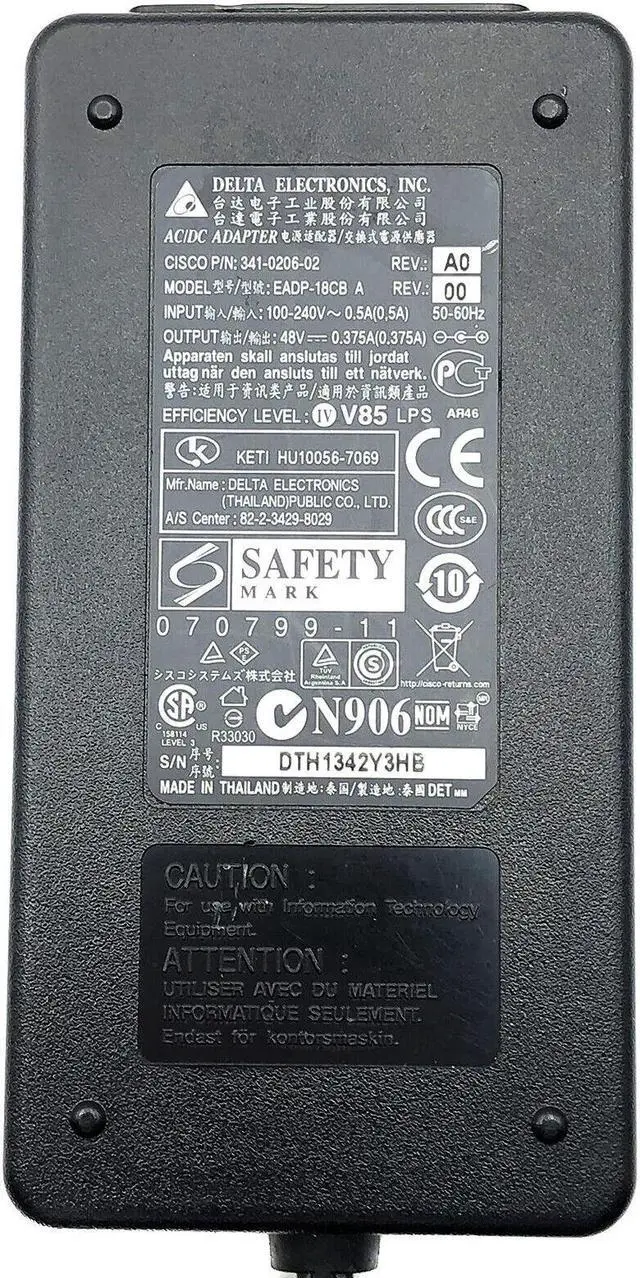 Alt view image 6 of 6 - Genuine Delta EADP-18CB A 48V 0.375A AC Adapter Power Supply W/Cord OEM