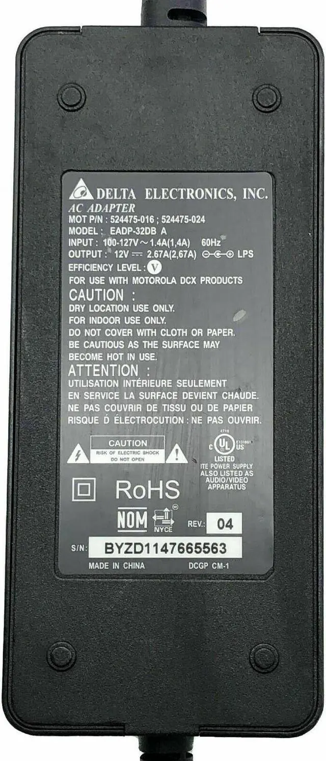 Alt view image 5 of 5 - Genuine Delta AC Adapter For Motorola DCX3200 DCX3501 DCX3510 12V w/PC OEM