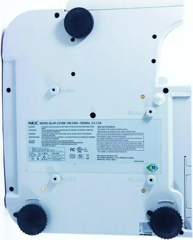 Alt view image 3 of 3 - NEC U310W DLP Projector Ultra Short Throw PC 3D Ready ECO Mode w/Accessories