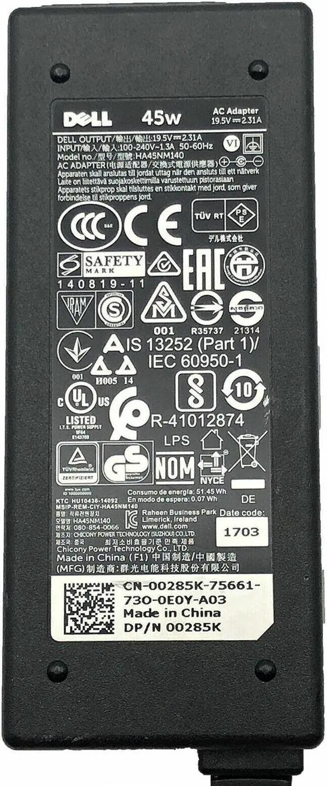 Alt view image 5 of 5 - Original Dell 45W AC Adapter Charger LA45NM131 LA45NM121 Power Supply w/PC OEM