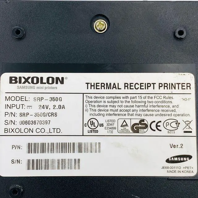 Alt view image 5 of 7 - Samsung Bixolon SRP-350G Direct Thermal Receipt POS Printer Serial TESTED