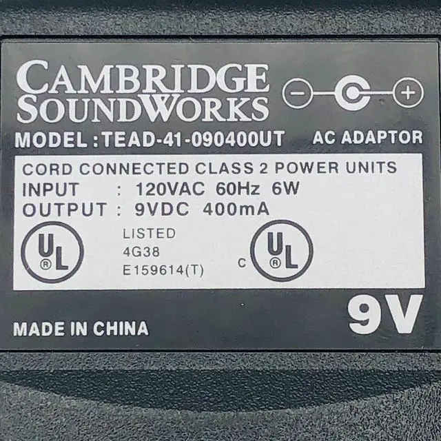Alt view image 2 of 5 - Original Cambridge SoundWorks TEAD-41-090400UT AC Power Supply Adapter 9V 400mA