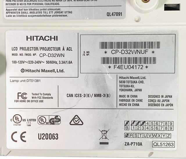 Alt view image 7 of 7 - Hitachi CP-D32WN 3LCD Projector Short-Throw 3200 ANSI HDMI 1080p w/Bundle