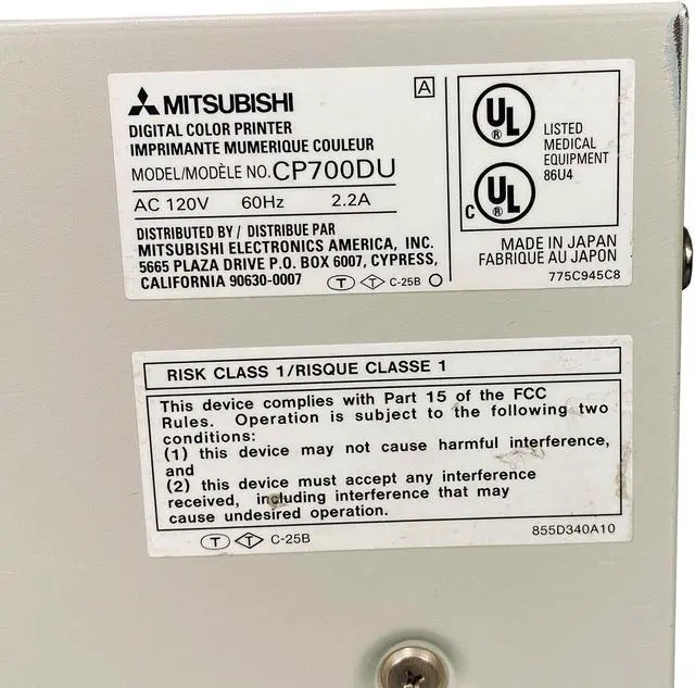 Alt view image 5 of 7 - Mitsubishi CP700DU Dye Sublimation Thermal Transfer Color Video Printer Parallel