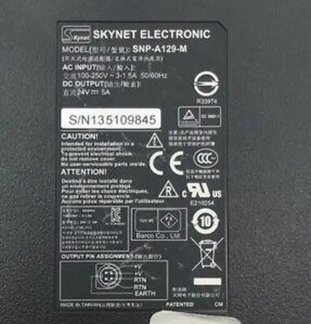 Alt view image 5 of 5 - Genuine Skynet SNP-A129-M AC/DC Power Supply Adapter 24V 5A 120W 4Pin OEM w/PC
