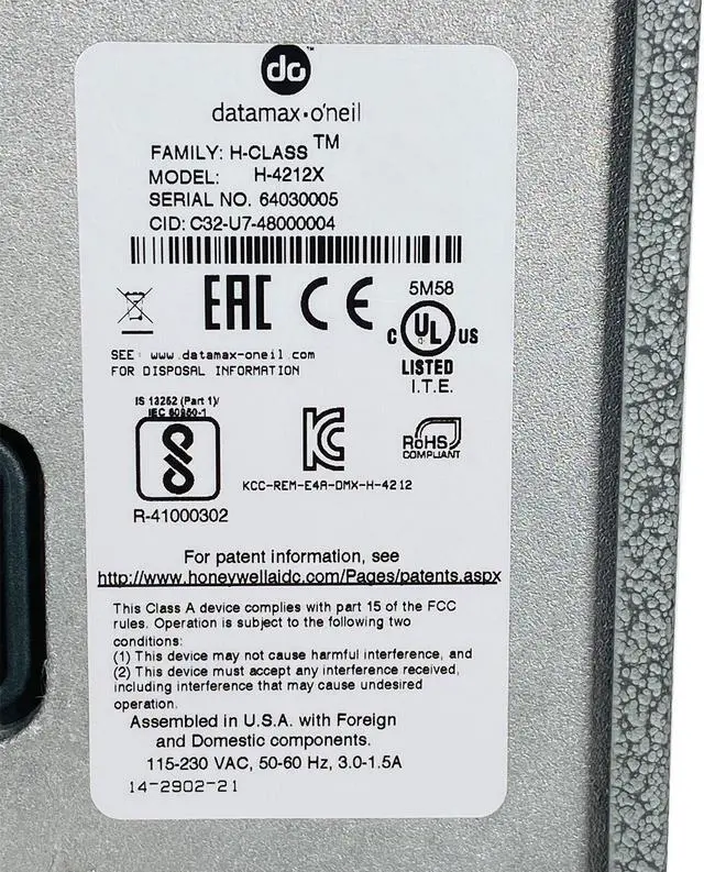 Alt view image 5 of 7 - Datamax-O'Neil H-4212X Thermal Label Printer WiFi LAN USB Serial Parallel