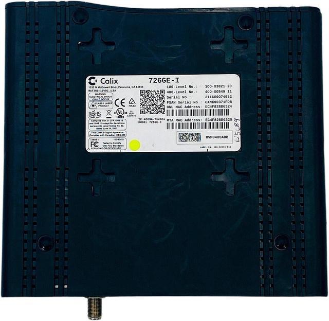 Alt view image 6 of 7 - Calix 726GE-I Indoor Gigabit Optical Network Terminal Modem Router w/ Adapter