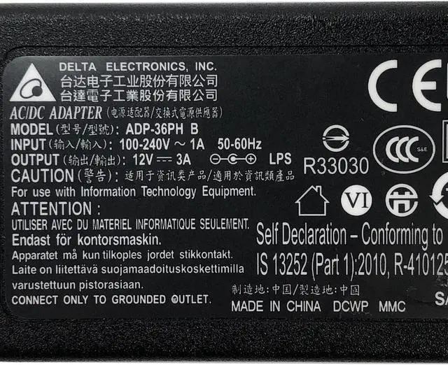 Alt view image 5 of 5 - Genuine Delta ADP-36PH B AC Adapter 36W Tip 3.0 mm Power Supply w/PC OEM