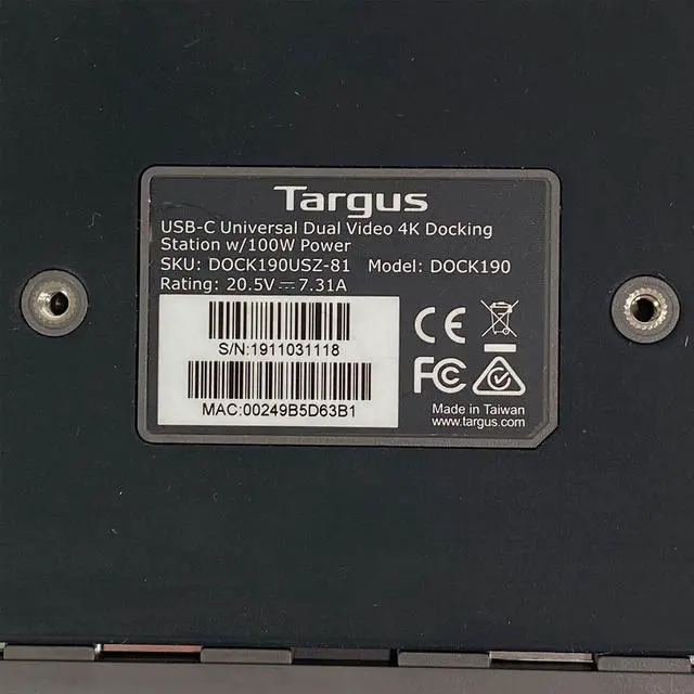 Alt view image 7 of 7 - Targus DOCK190USZ-81 USB-C Universal 4K Dual Video Docking Station w/ Adapter