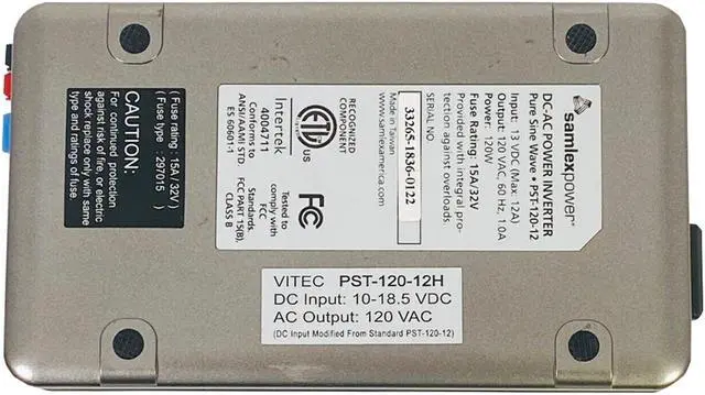 Alt view image 7 of 7 - Samlex PST-120-12 Pure Sine Wave Inverter PST Series 120 VAC 120 Watt