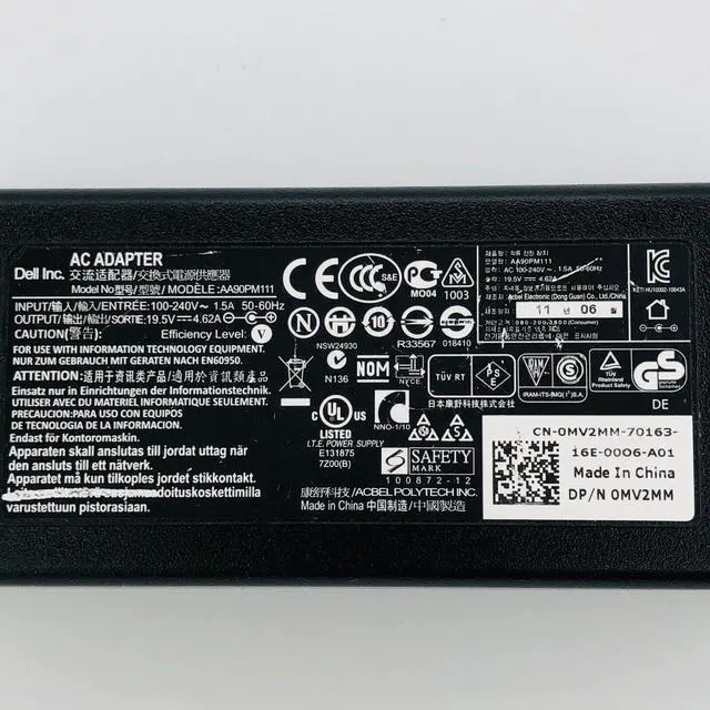 Alt view image 5 of 5 - Genuine AC Adapter 90W Dell AA90PM111 0MV2MM Charger Laptop W/Cord OEM