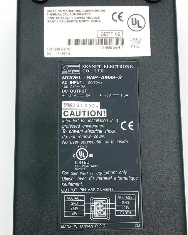 Alt view image 6 of 6 - Genuine Skynet SNP-AM89-S AC/DC Power Supply Adapter 24V 3A/5V 1.5A w/PC
