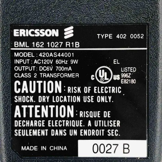 Alt view image 5 of 5 - New Genuine Ericsson 420AS44001 Class 2 Transformer AC/DC Adapter 6V 700mA