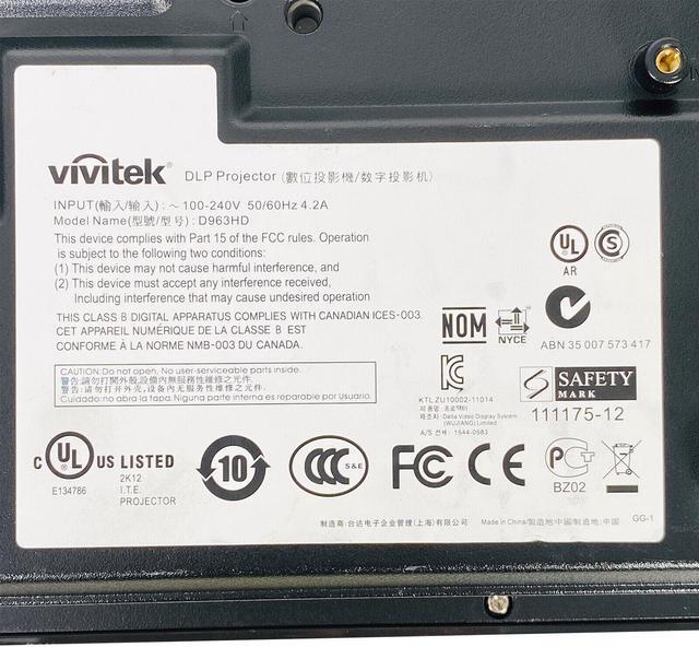 Alt view image 7 of 7 - Vivitek D963HD DLP Projector 4500 Lumens HD 1080p HDMI x 2 Conference with Accessories Bundle (Power Cable, HDMI Cable, Remote)