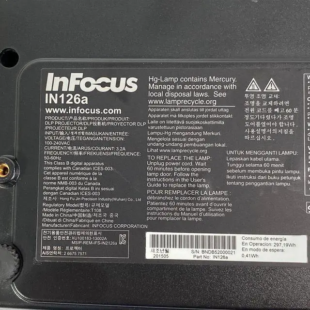 Alt view image 7 of 7 - InFocus IN126a DLP Projector 3500 ANSI HD 1080p WXGA 3D-Ready HDMI Portable