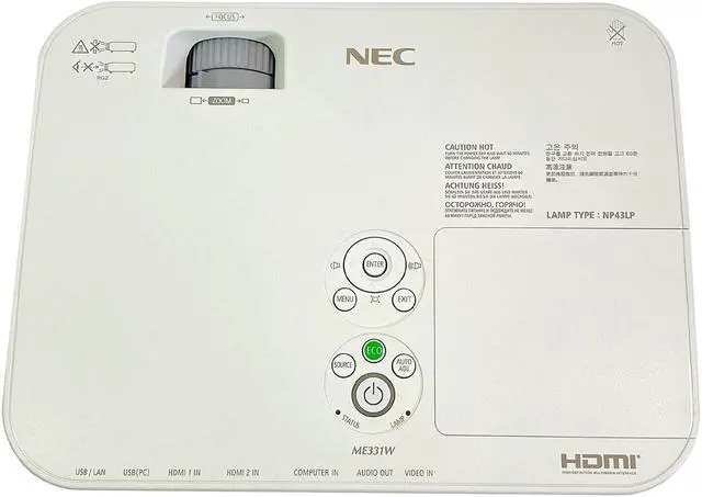 Alt view image 6 of 7 - NEC ME331W 3LCD Projector WXGA 3300 ANSI Full HD Crestron HDMI USB w/Bundle Renewed Lamp