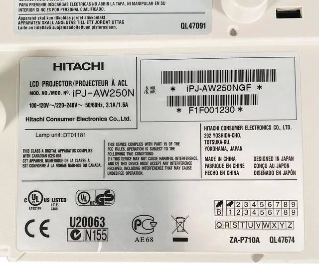 Alt view image 7 of 7 - Hitachi iPJ-AW250N 3LCD Projector WXGA Ultra Short Throw HD 1080p HDMI w/Bundle