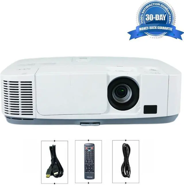 Main image of NEC P401W 3LCD Projector 4000 ANSI HD 1080i WXGA 16:10 LAN HDMI x2 with Accessories Bundle (Power Cable, HDMI Cable, Remote)
