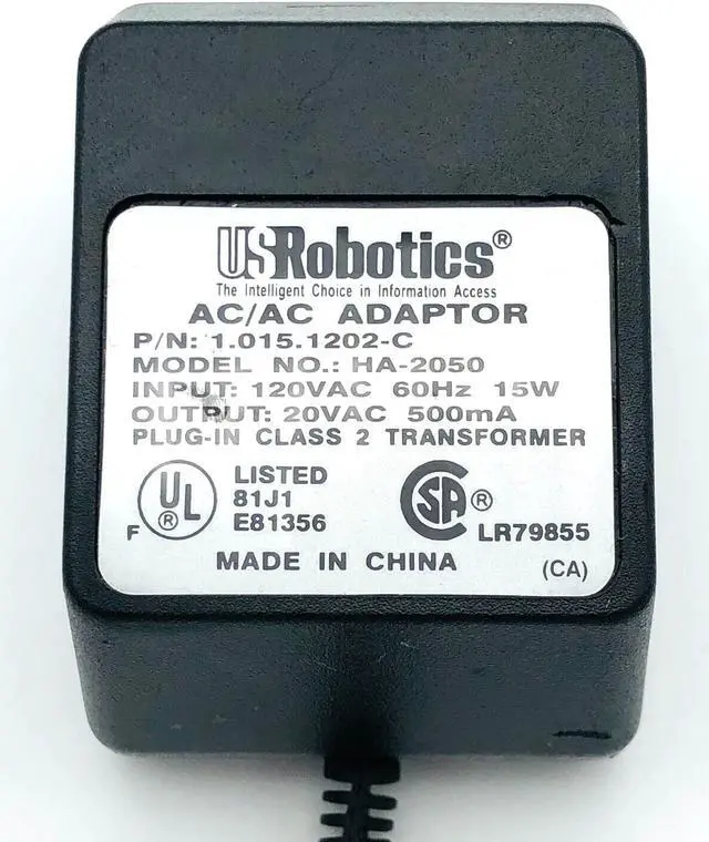 Alt view image 5 of 5 - Genuine USRobotics HA-2050 AC/AC Plug-In Class 2 Transformer Adapter 20V 500mA