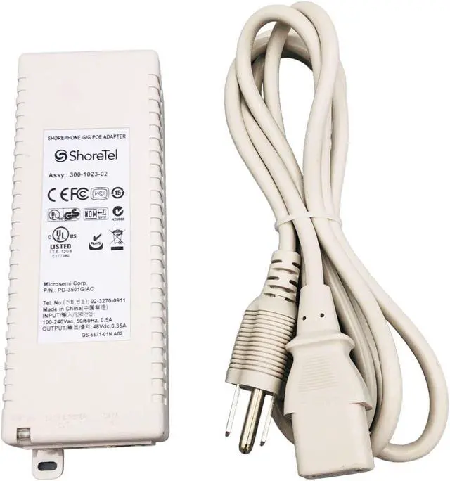 Main image of Genuine ShoreTel PD-3501G/AC Gigabit PoE Adapter 48V 0.35A w/PC