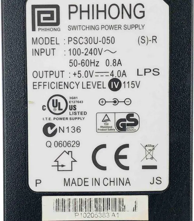 Alt view image 7 of 7 - Genuine AC Power Supply Adapter Phihong PSC30U-050 5V 4A 20W w/PC