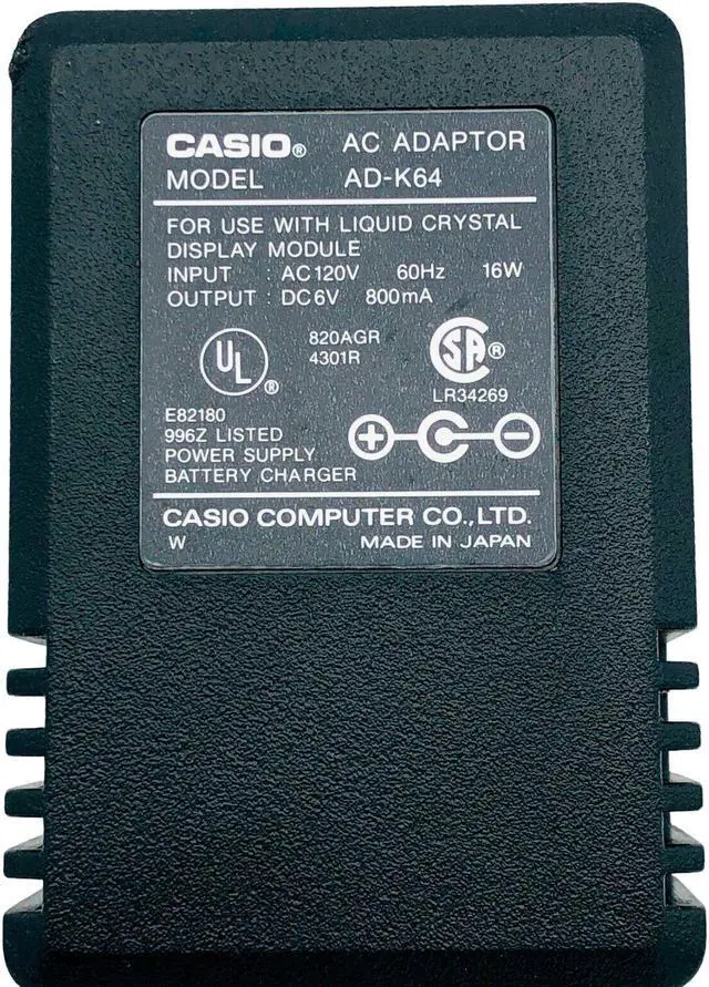 Alt view image 5 of 5 - Genuine Casio AD-K64 AC/DC Wall Power Supply Adapter 6V 800mA OEM